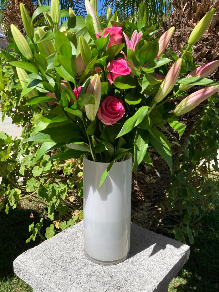 Mission Viejo florist and flower delivery design by Bloom Parlor with pink roses and lilies