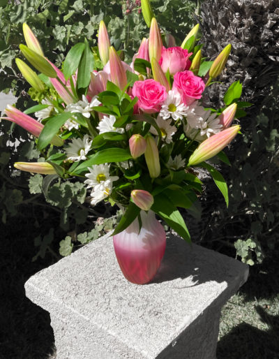 Roses and lilies. A Bloom Parlor flower arrangement located in Mission Viejo, California